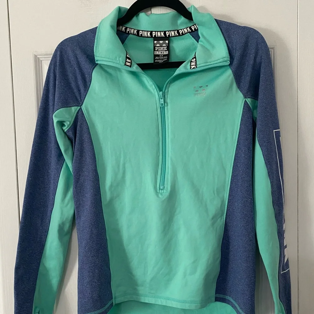VICTORIA’S SECRET Love Pink Ultimate Green Pullover 1/2 Zip S
